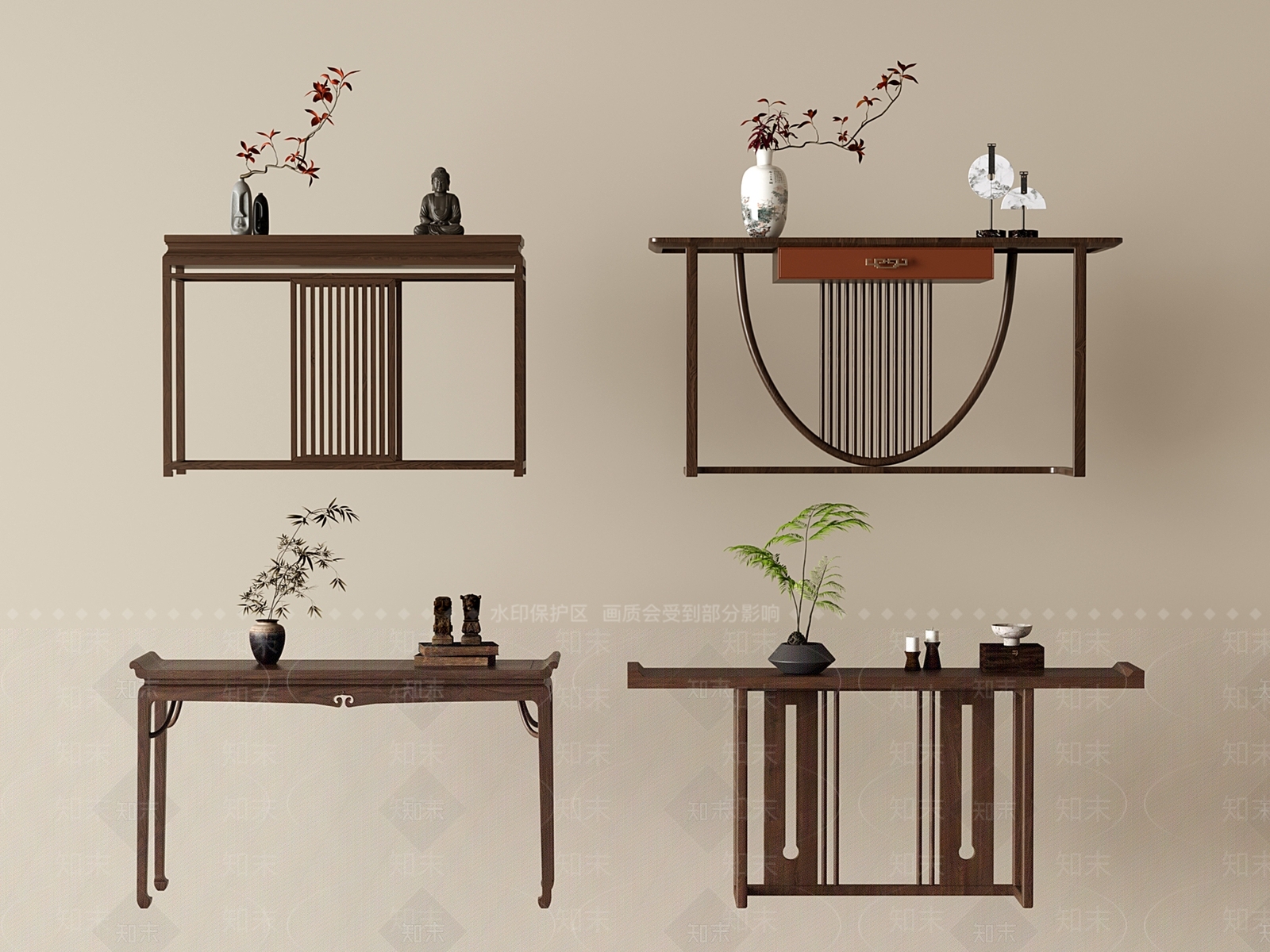 新中式条案3D模型下载【ID:1232183219】