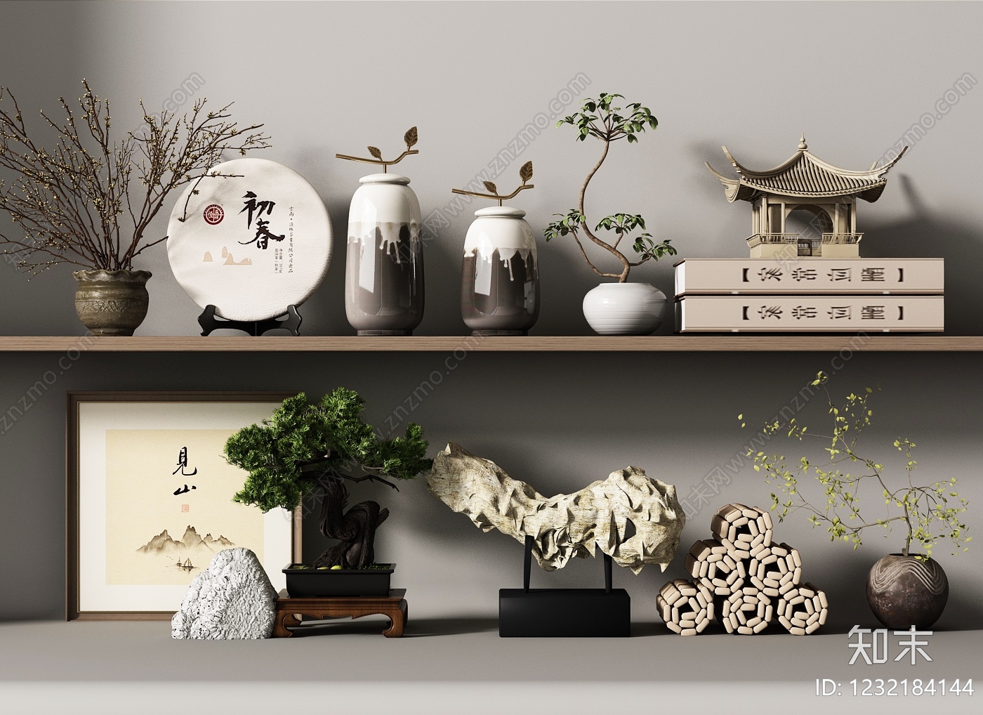 新中式摆件组合3D模型下载【ID:1232184144】
