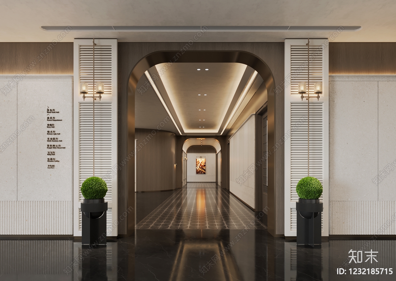 轻奢酒店走廊3D模型下载【ID:1232185715】