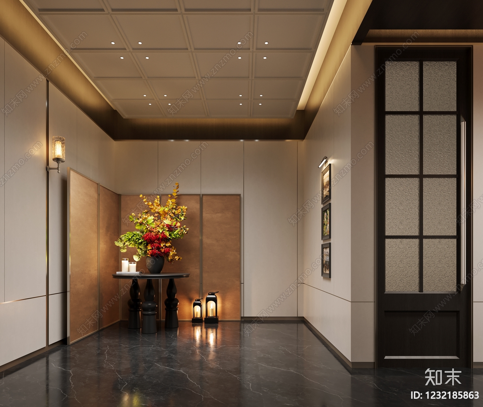 新中式酒店走廊3D模型下载【ID:1232185863】