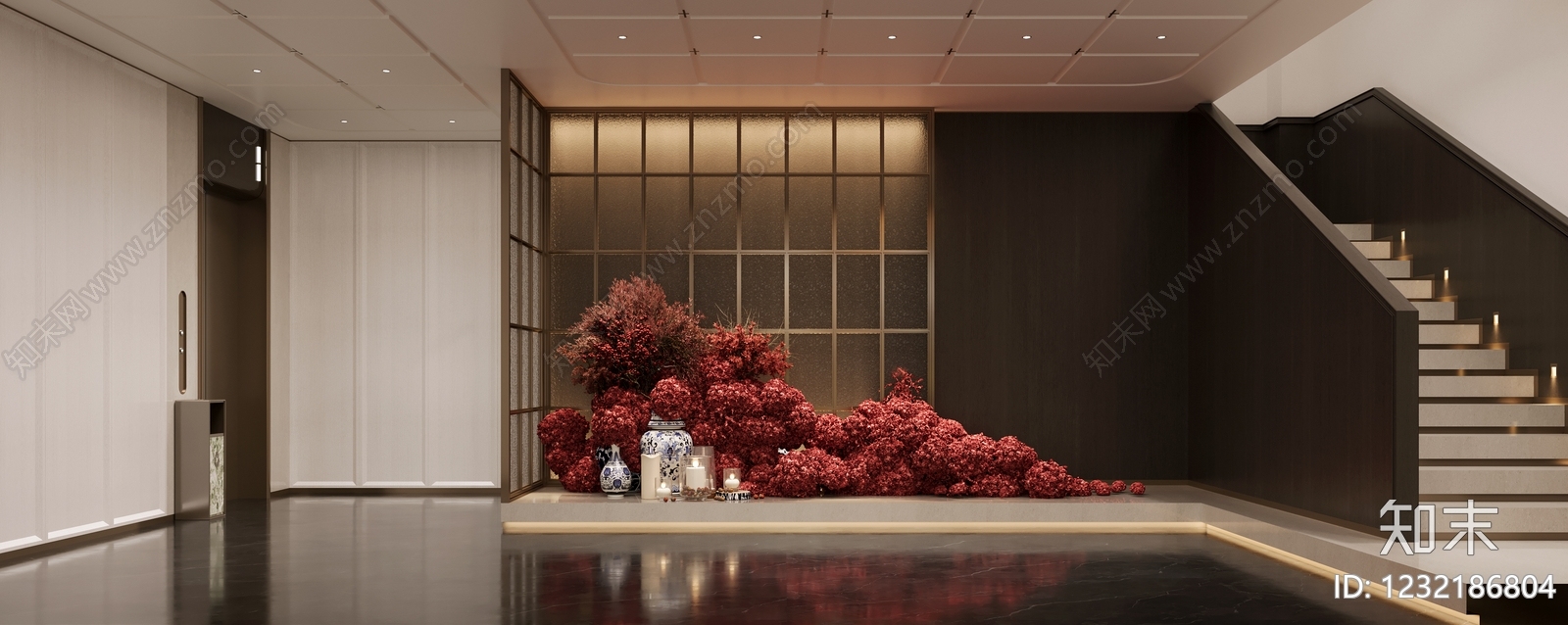 轻奢酒店大堂3D模型下载【ID:1232186804】