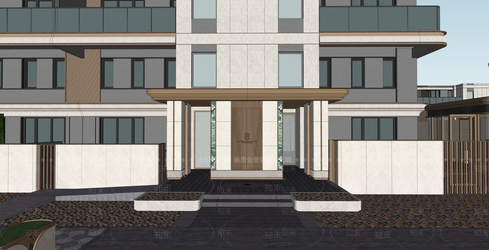 现代主义小区建筑SU模型下载【ID:1232187052】