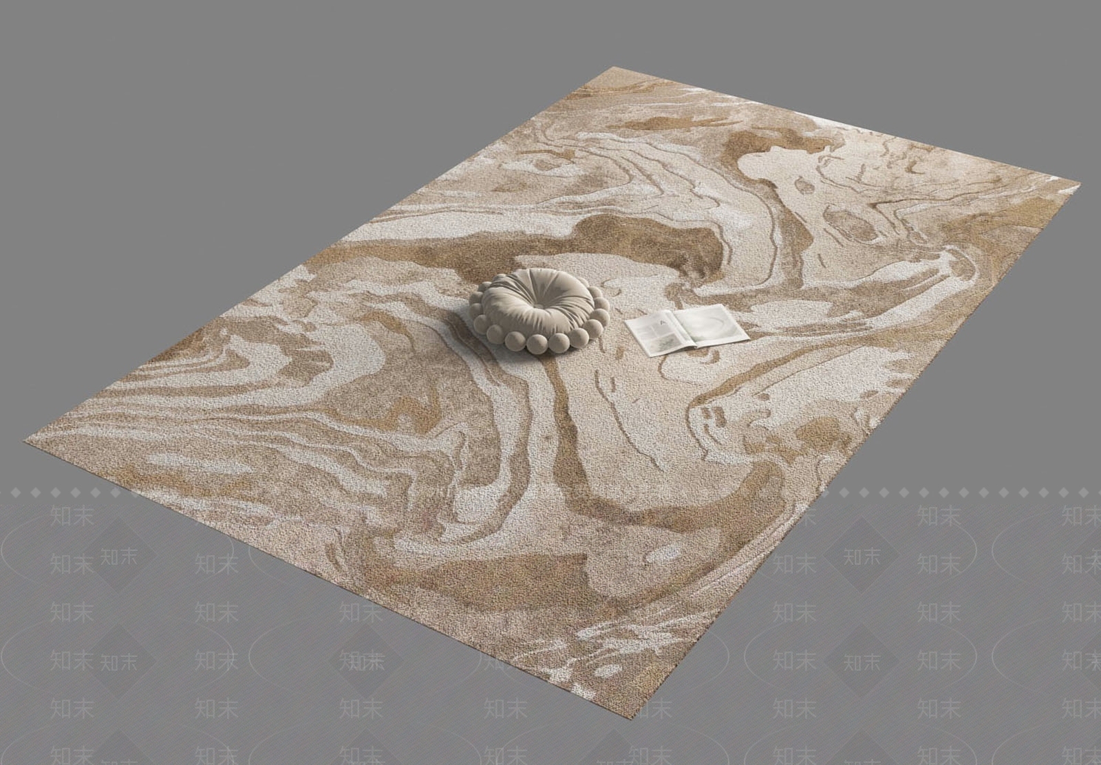 奶油风毛绒地毯3D模型下载【ID:1232187031】