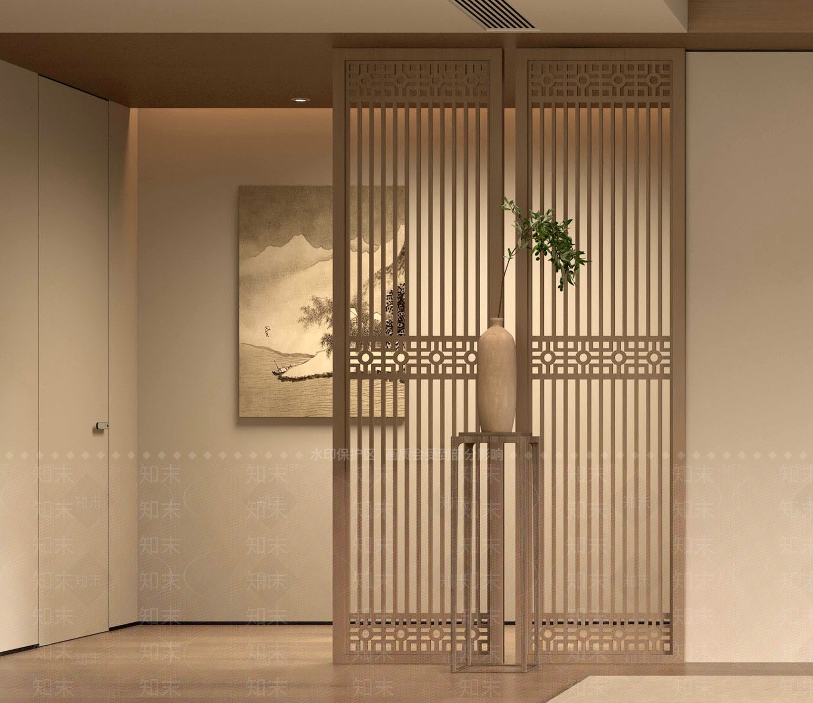 新中式玄关3D模型下载【ID:1232187194】