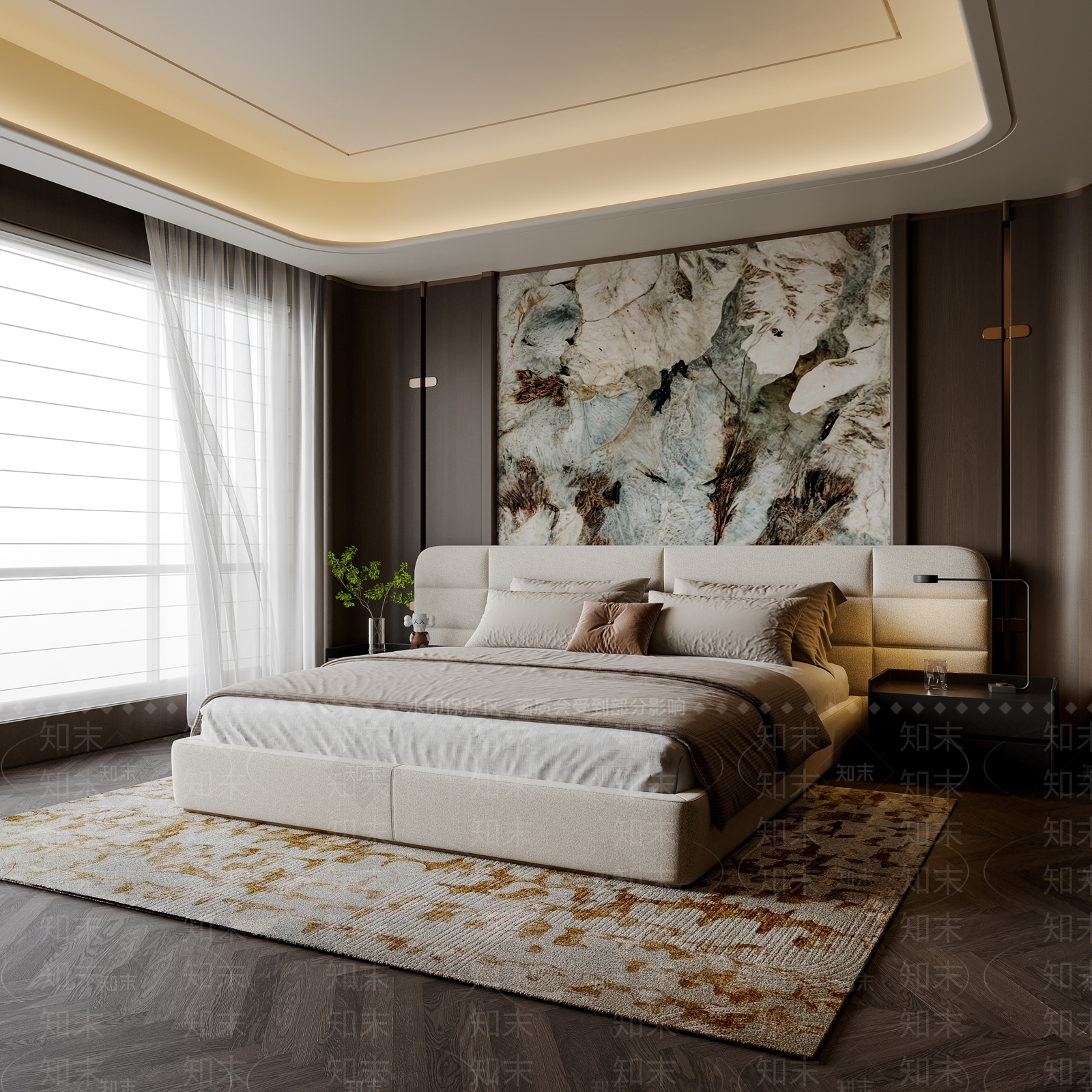 轻奢主卧3D模型下载【ID:1232190461】