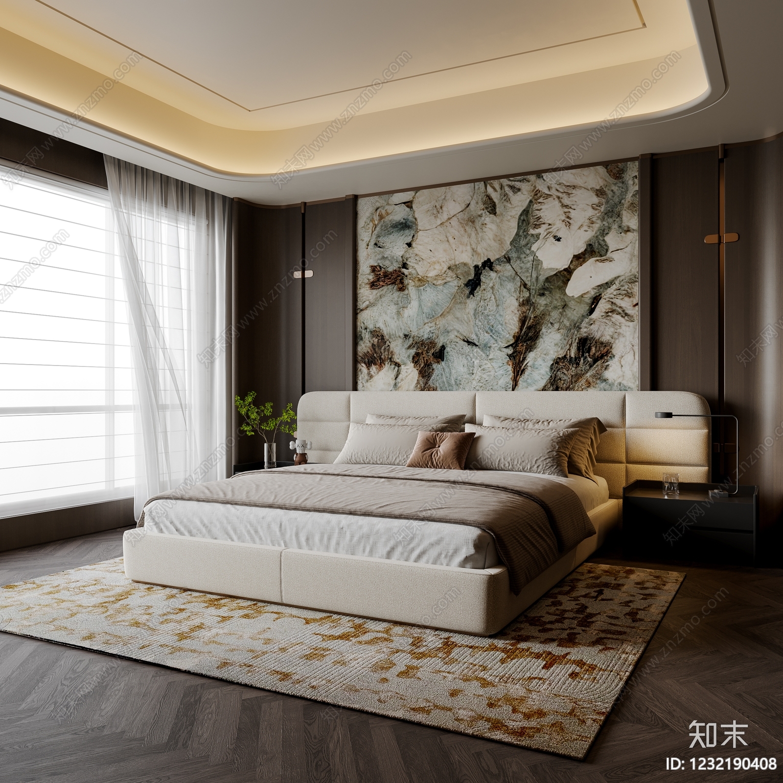 意式极简主卧SU模型下载【ID:1232190408】