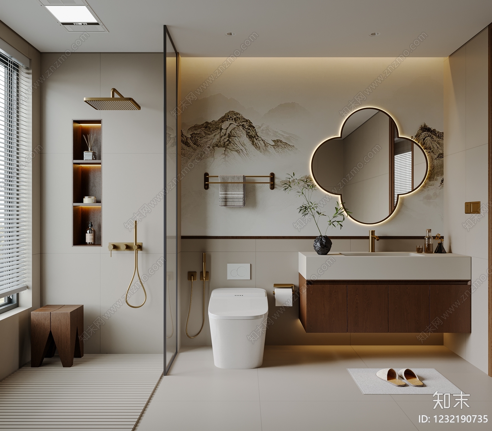 新中式卫生间3D模型下载【ID:1232190735】
