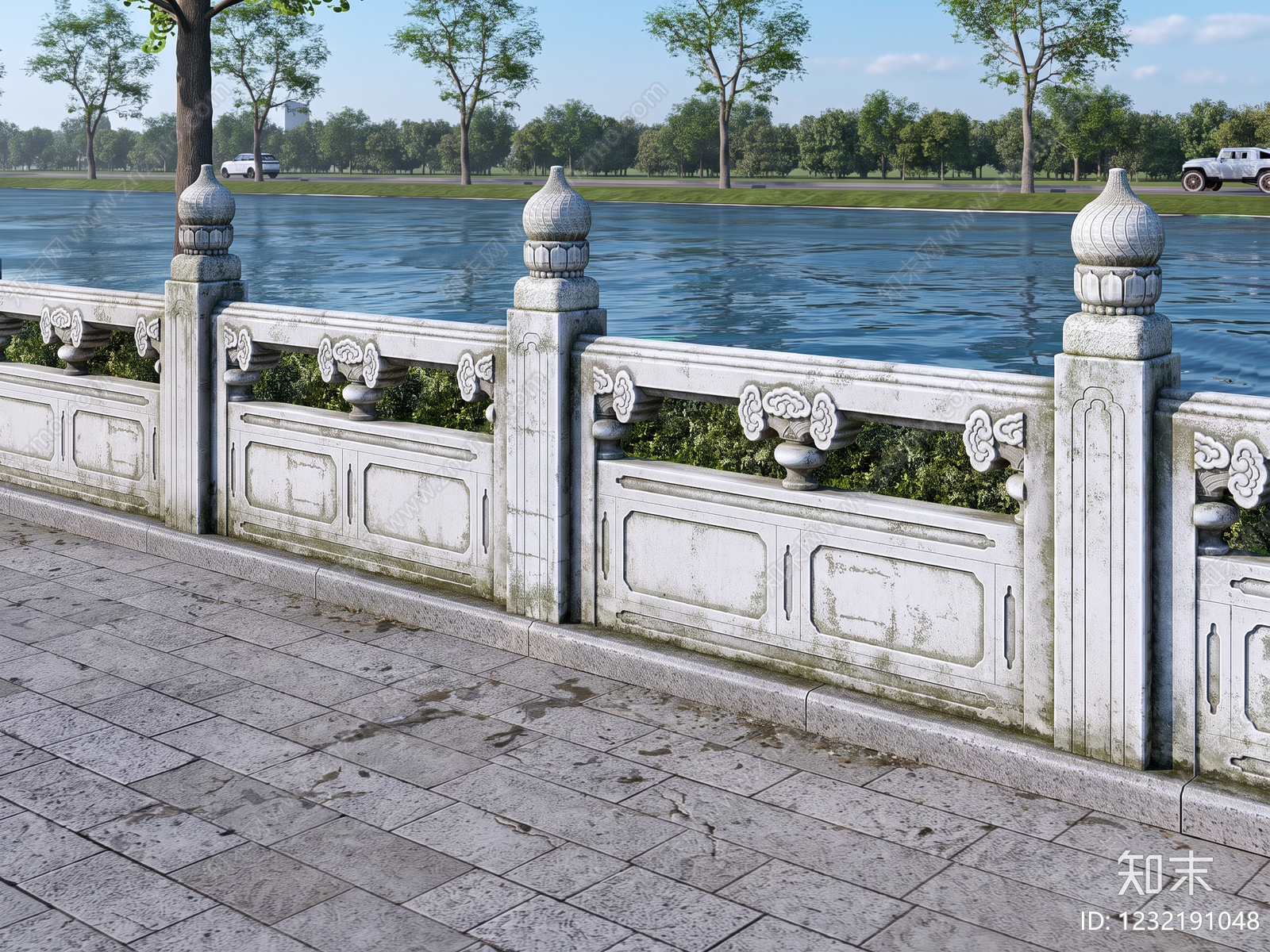 新中式景观景观围栏SU模型下载【ID:1232191048】