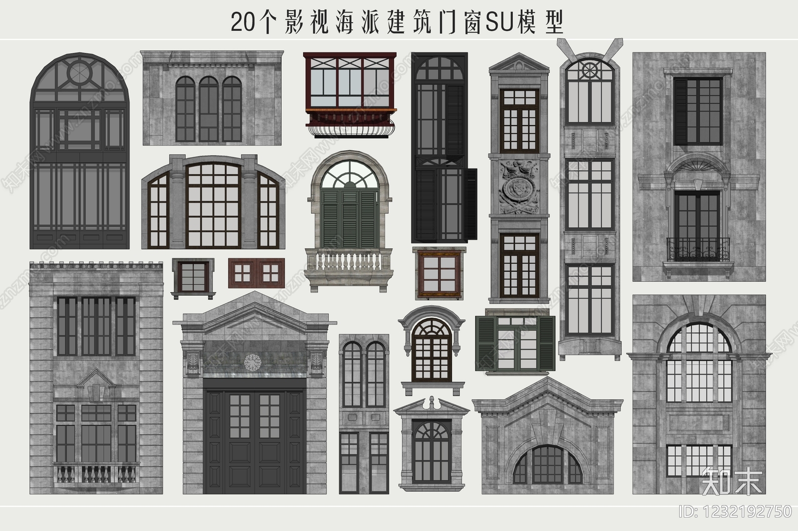 复古窗户组合SU模型下载【ID:1232192750】