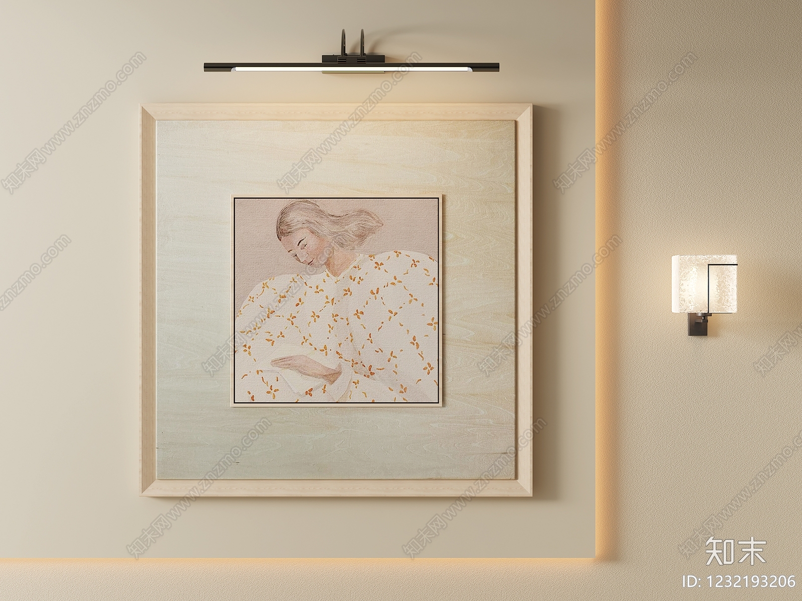 奶油风挂画3D模型下载【ID:1232193206】