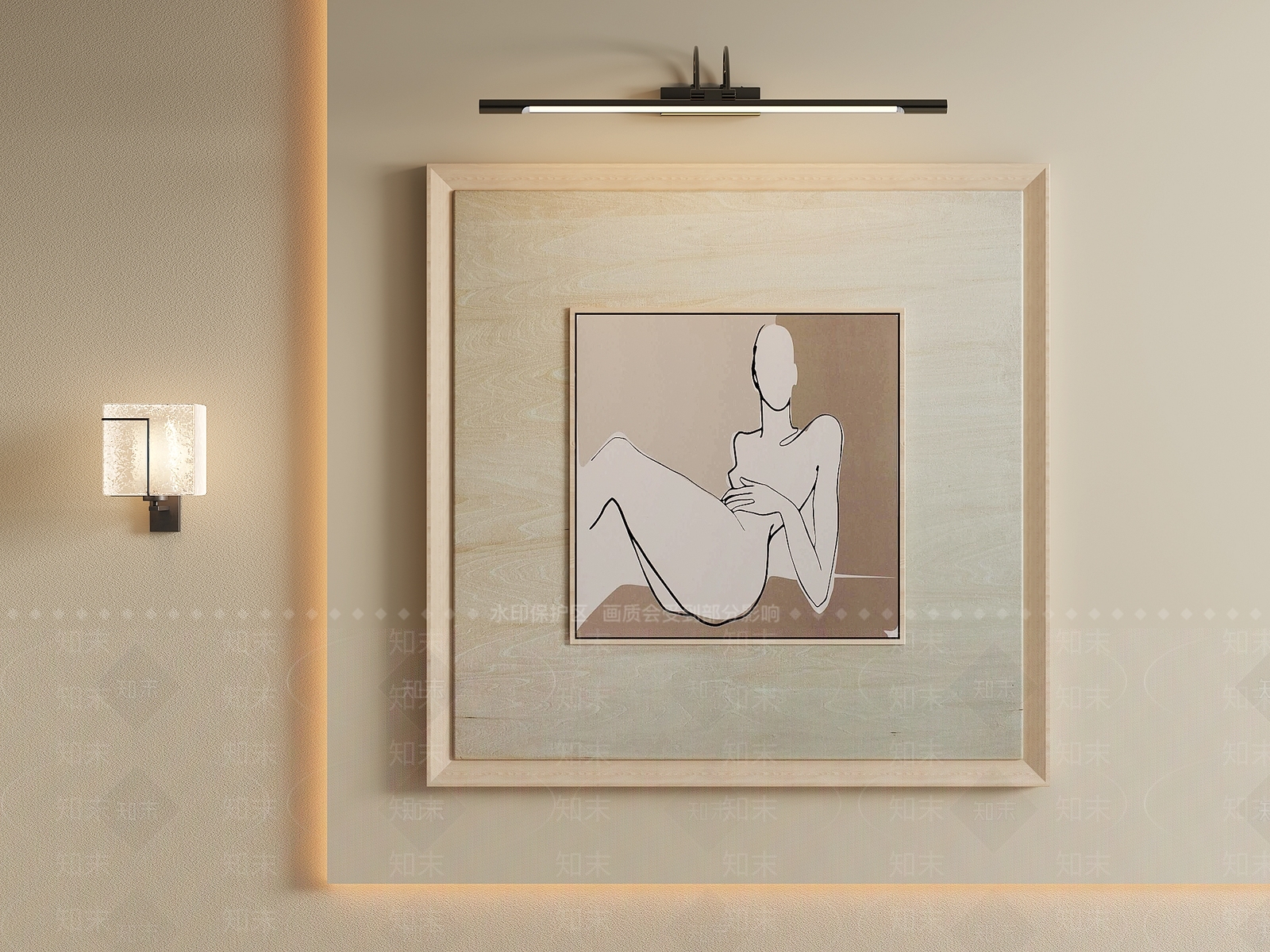 原木风抽象挂画3D模型下载【ID:1232193703】