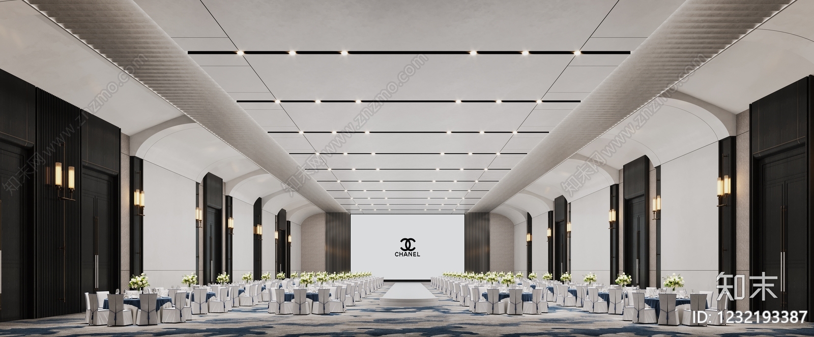 轻奢宴会厅3D模型下载【ID:1232193387】