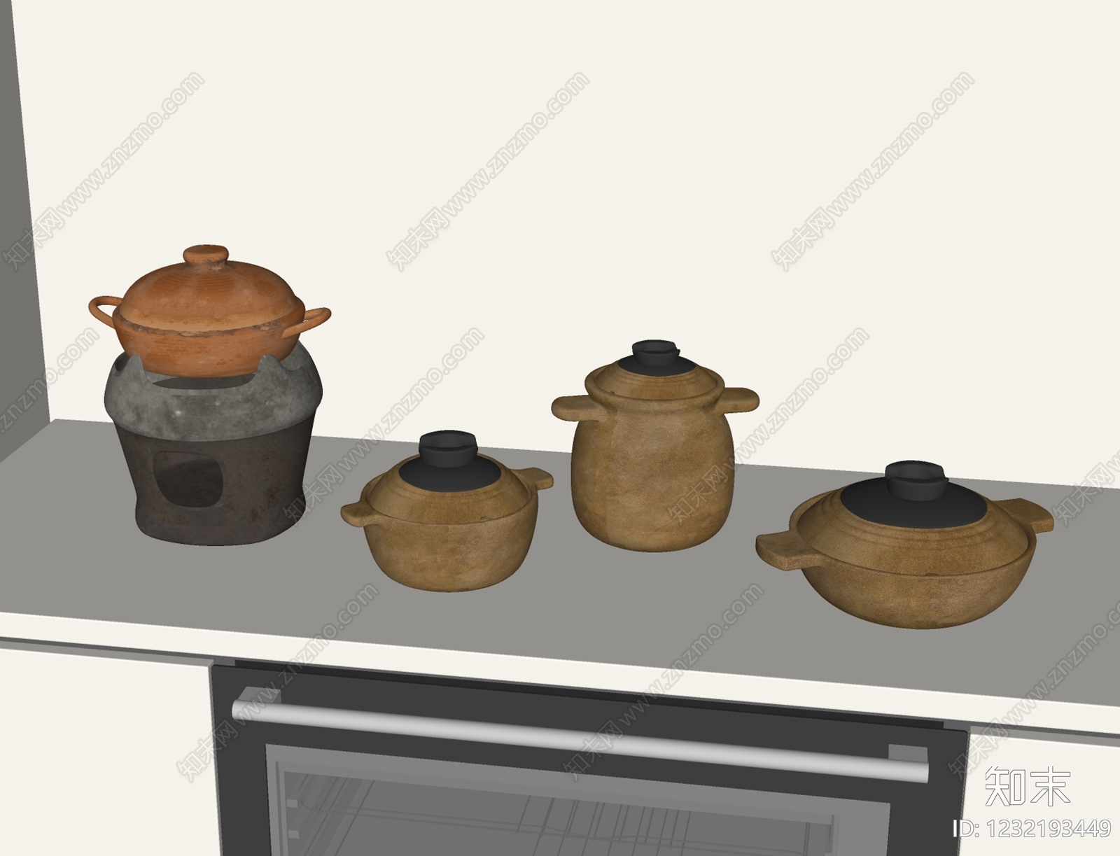 侘寂厨具SU模型下载【ID:1232193449】