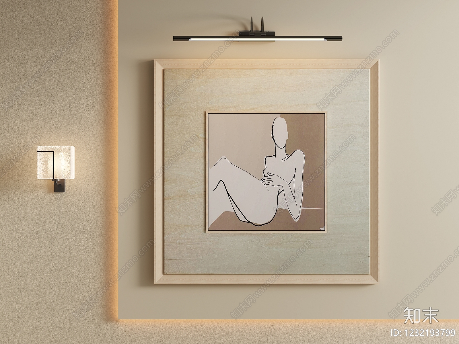 原木风挂画SU模型下载【ID:1232193799】