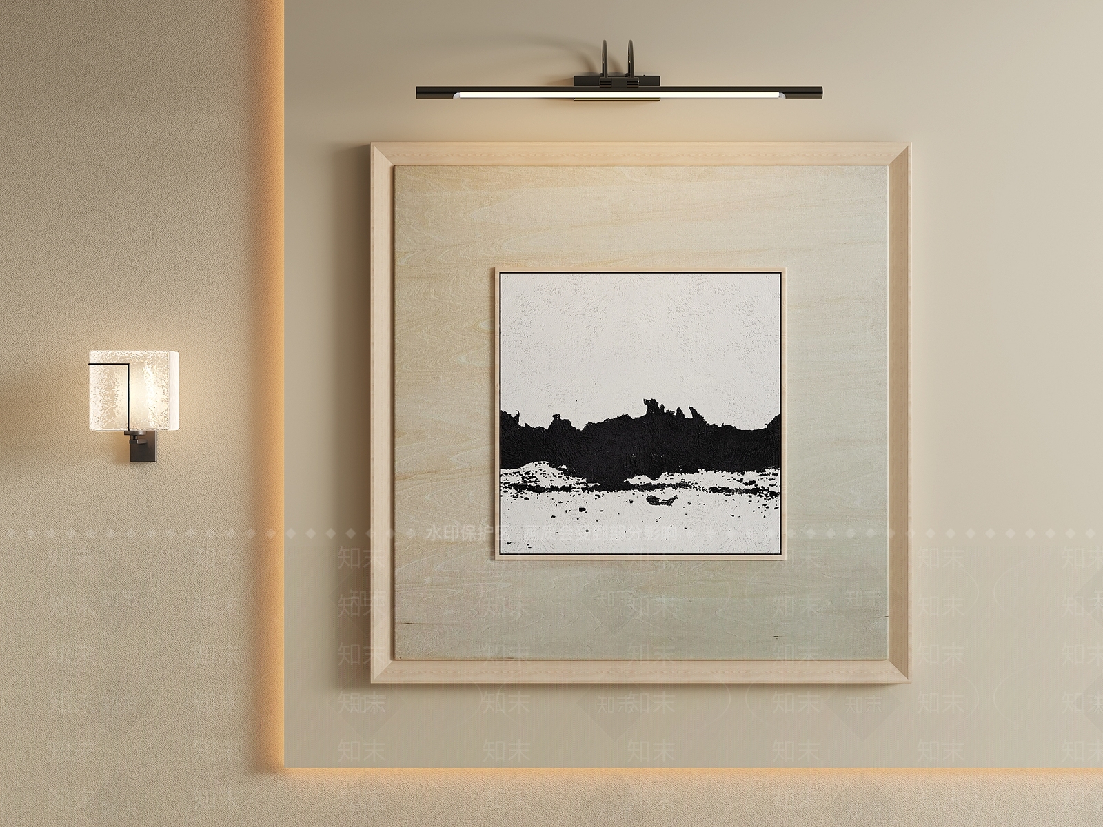 原木风挂画3D模型下载【ID:1232193800】