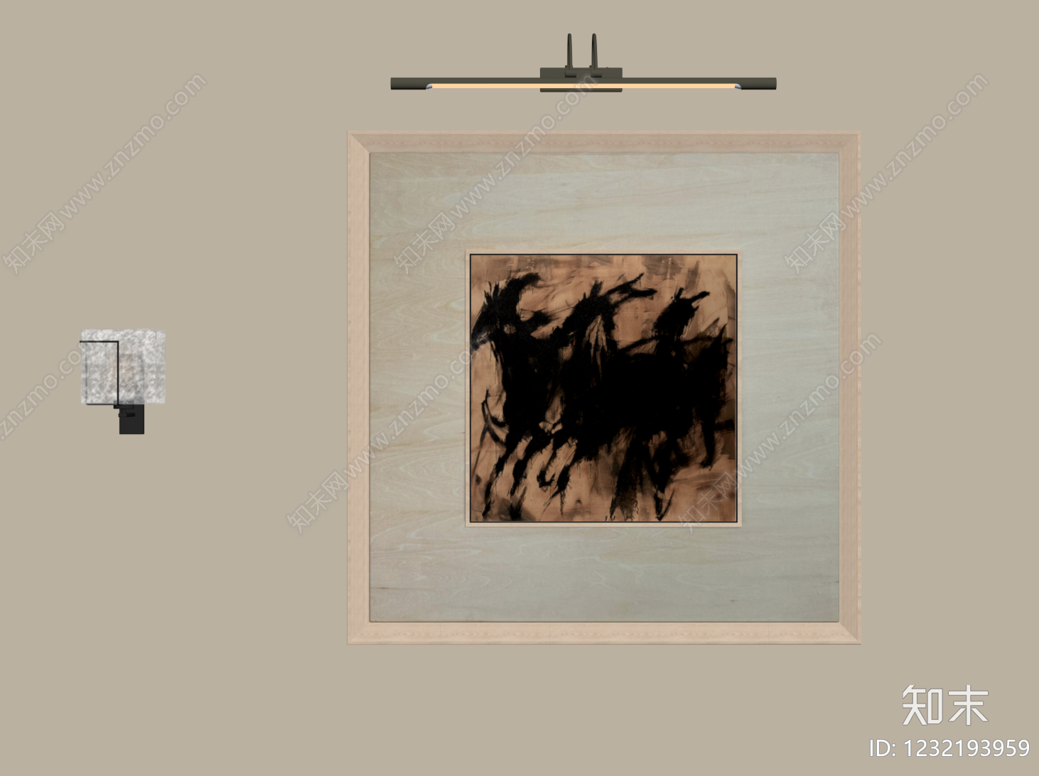 原木风挂画SU模型下载【ID:1232193959】