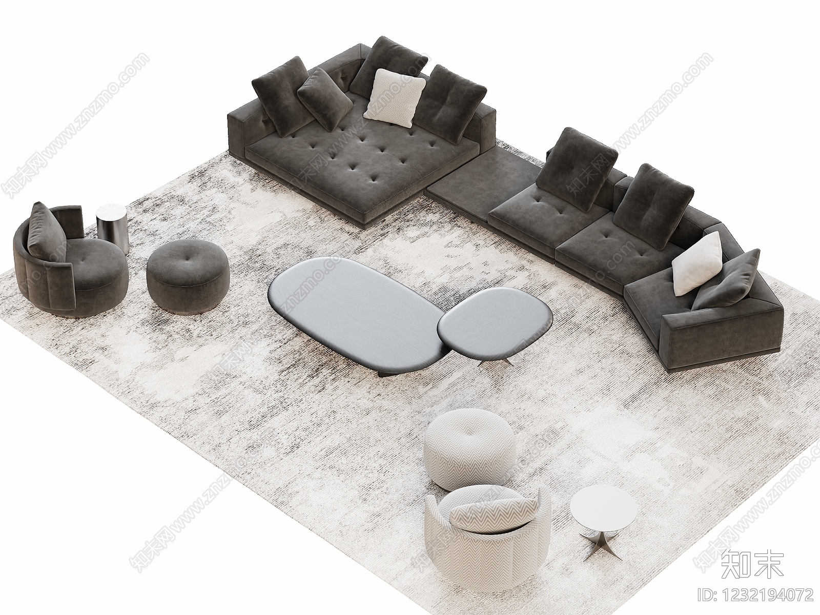 意式极简沙发组合3D模型下载【ID:1232194072】