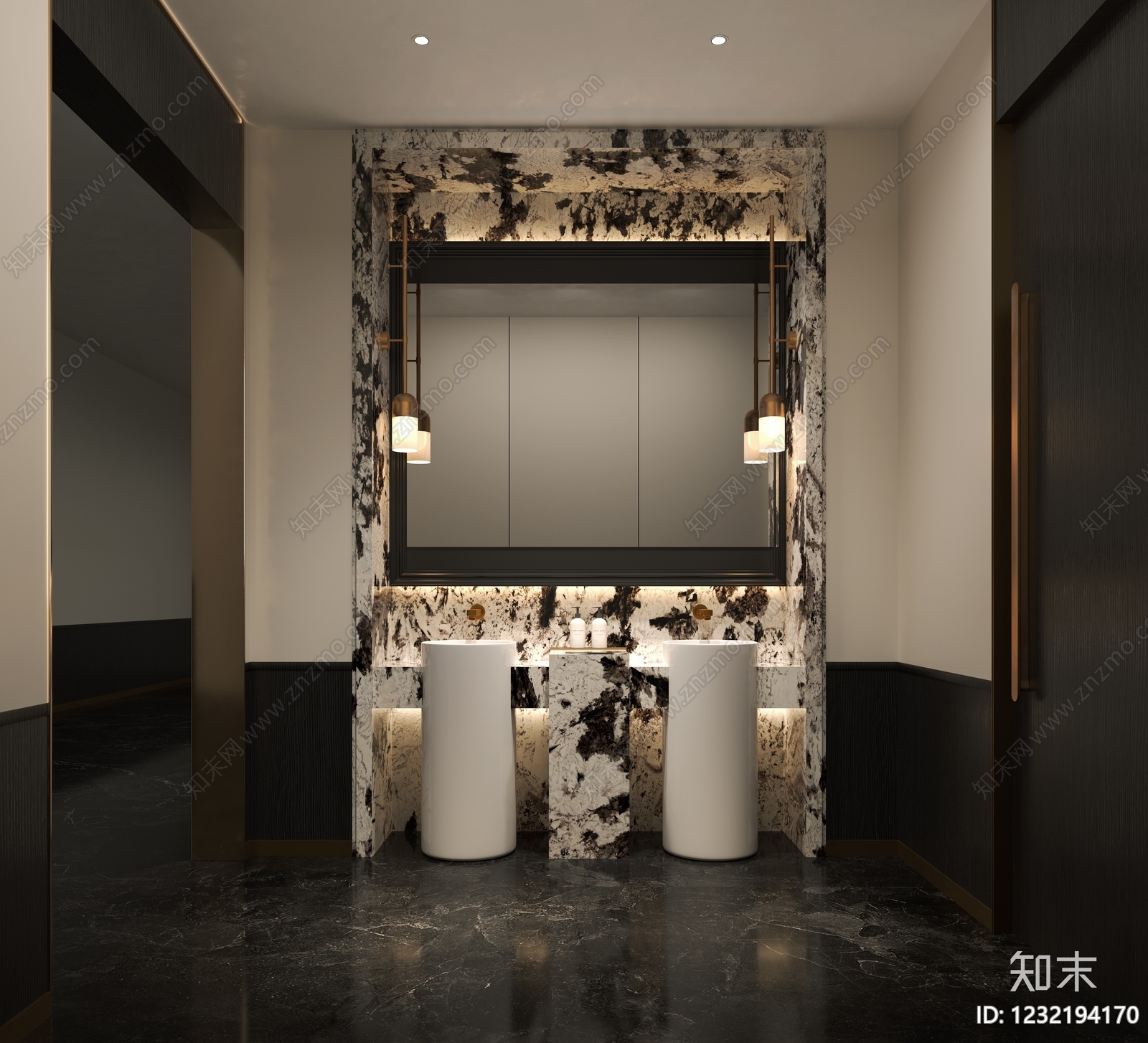 轻奢酒店卫生间3D模型下载【ID:1232194170】