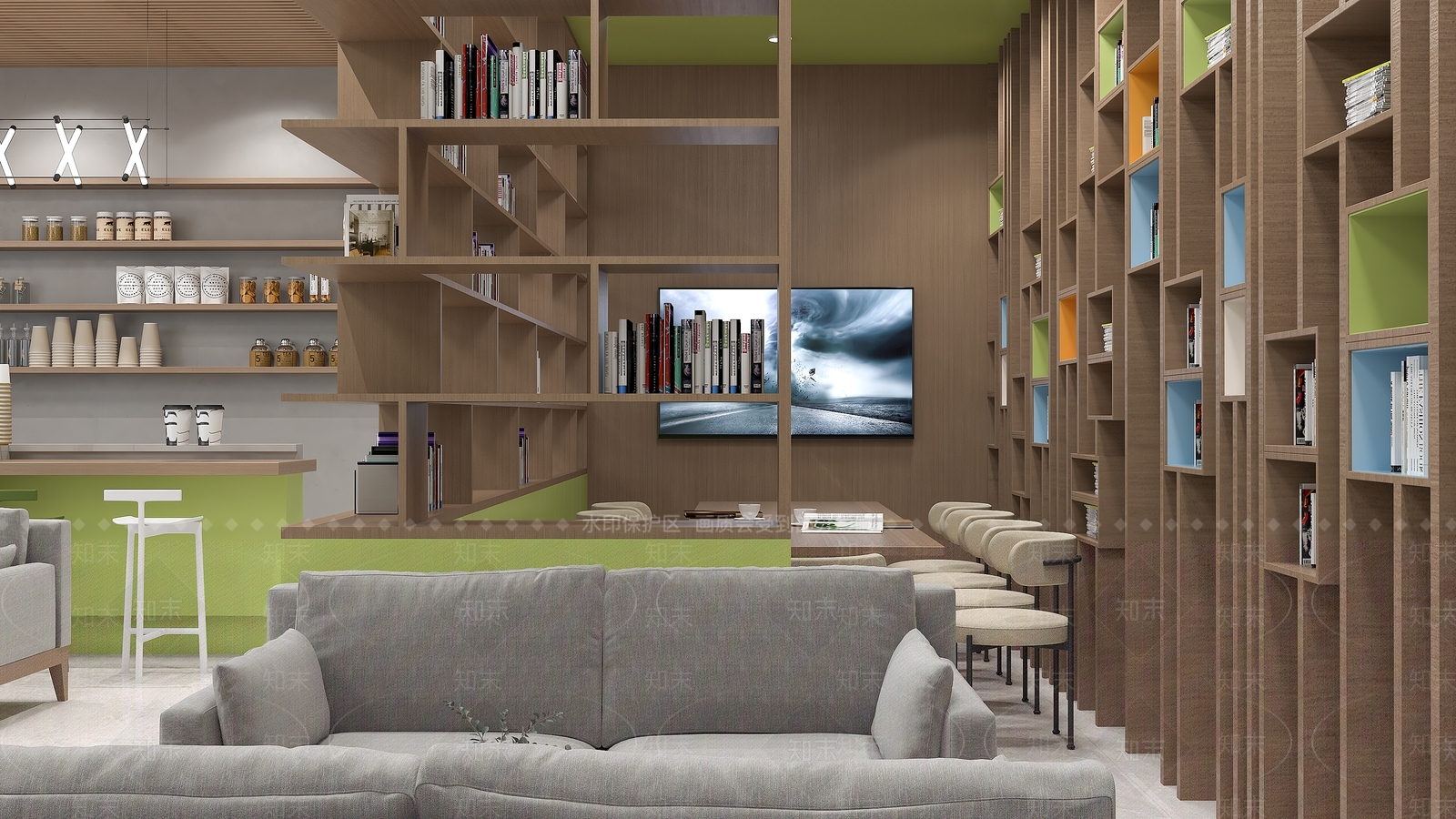 现代简约阅览室3D模型下载【ID:1232194292】
