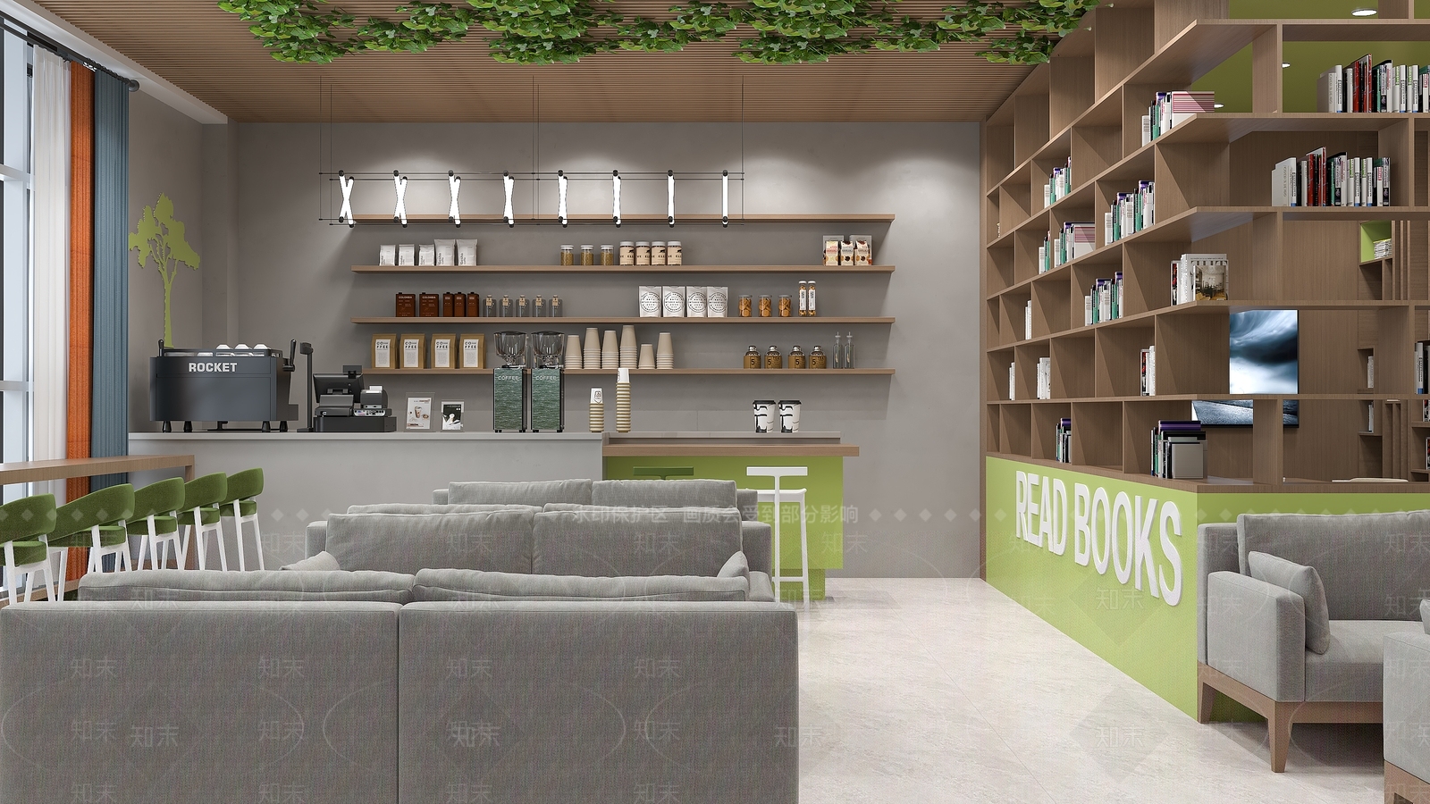 现代简约阅览室3D模型下载【ID:1232194292】