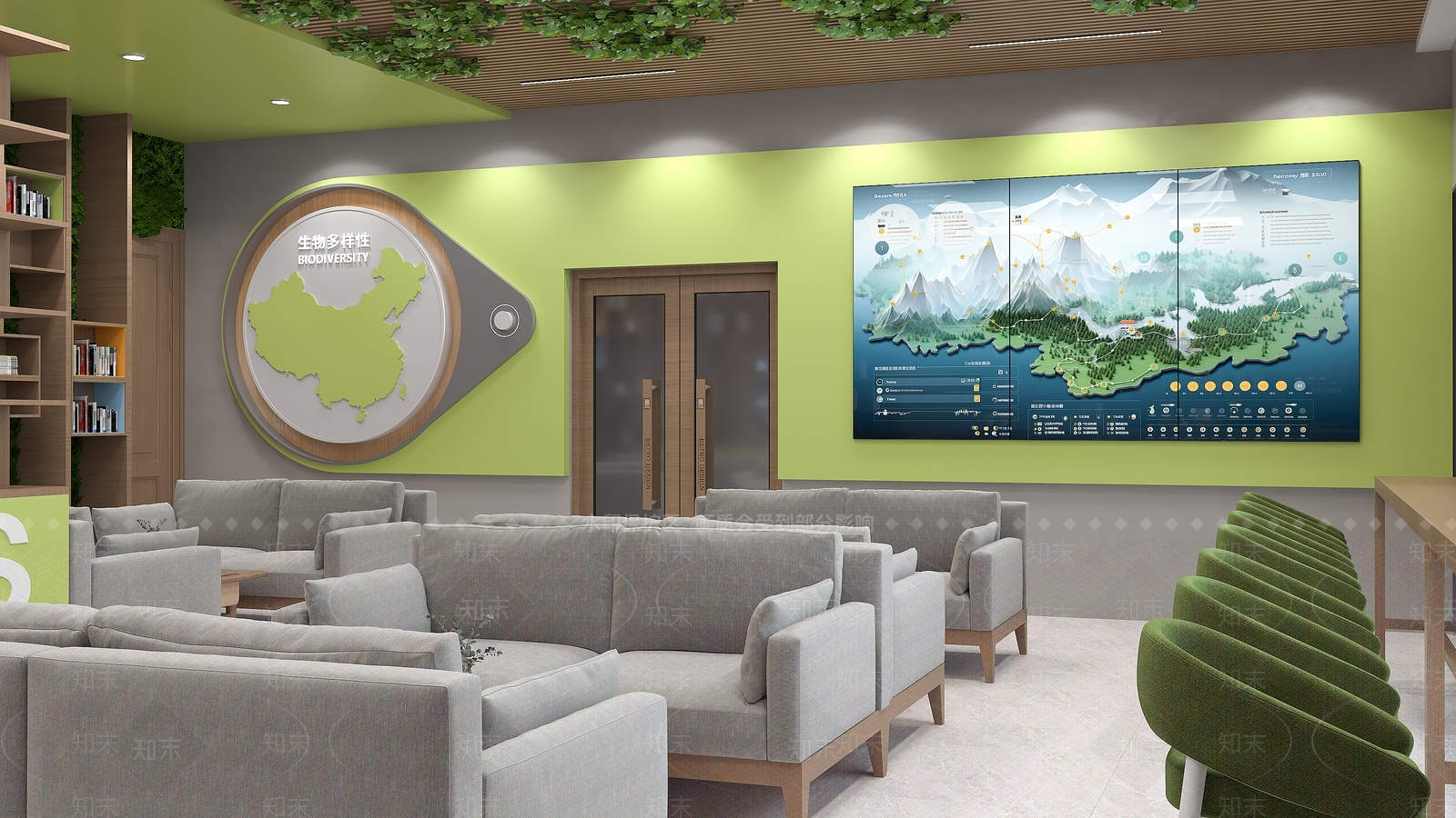 现代简约阅览室3D模型下载【ID:1232194292】