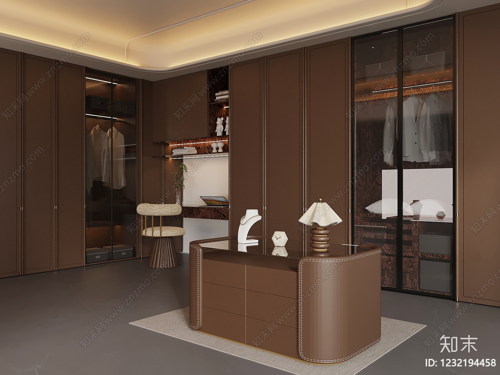 中古风衣帽间SU模型下载【ID:1232194458】