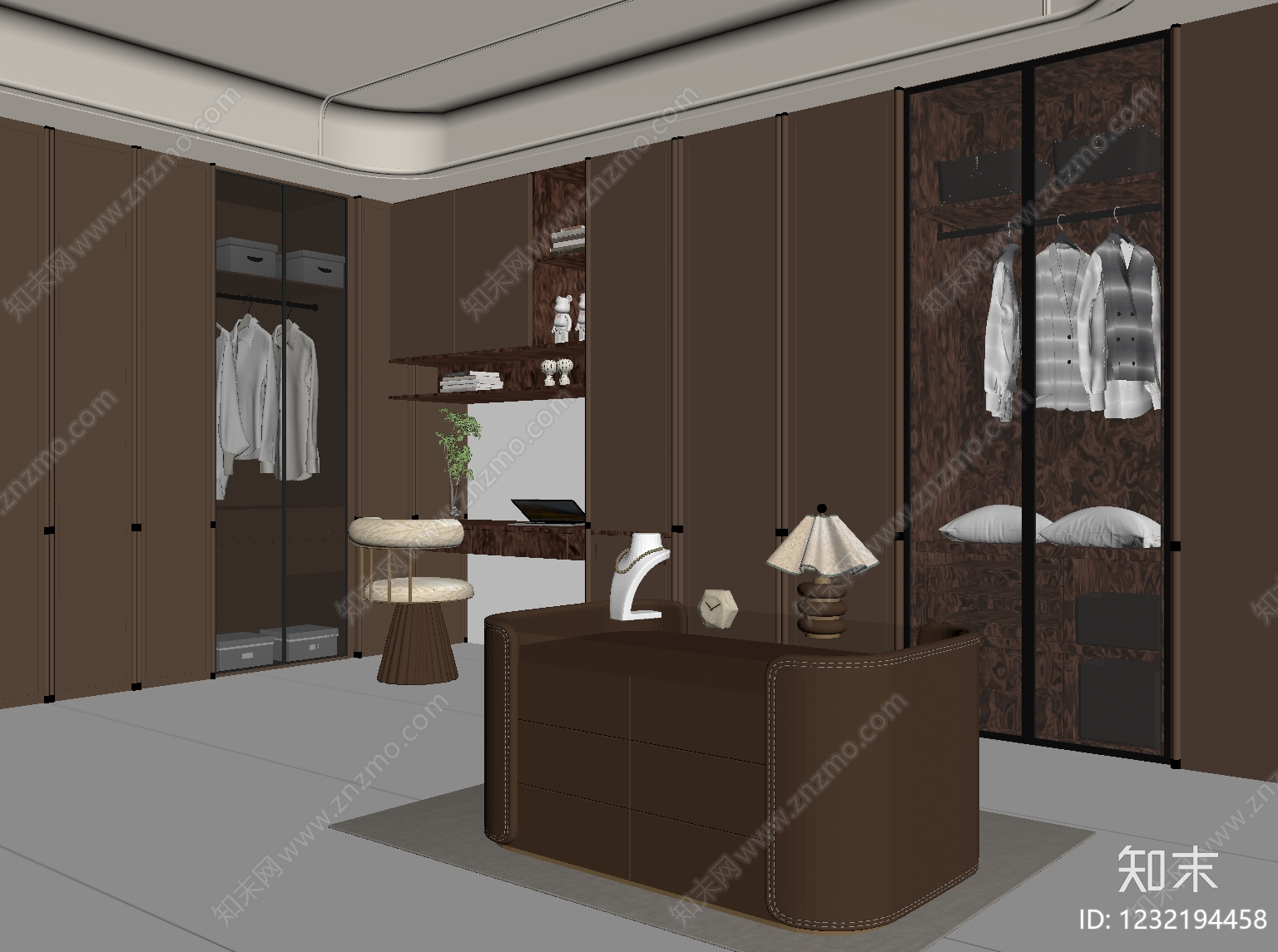 中古风衣帽间SU模型下载【ID:1232194458】