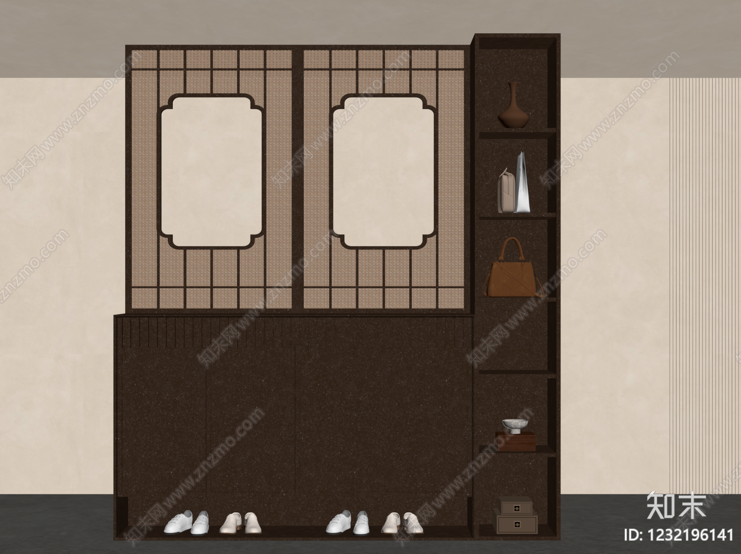 新中式鞋柜SU模型下载【ID:1232196141】