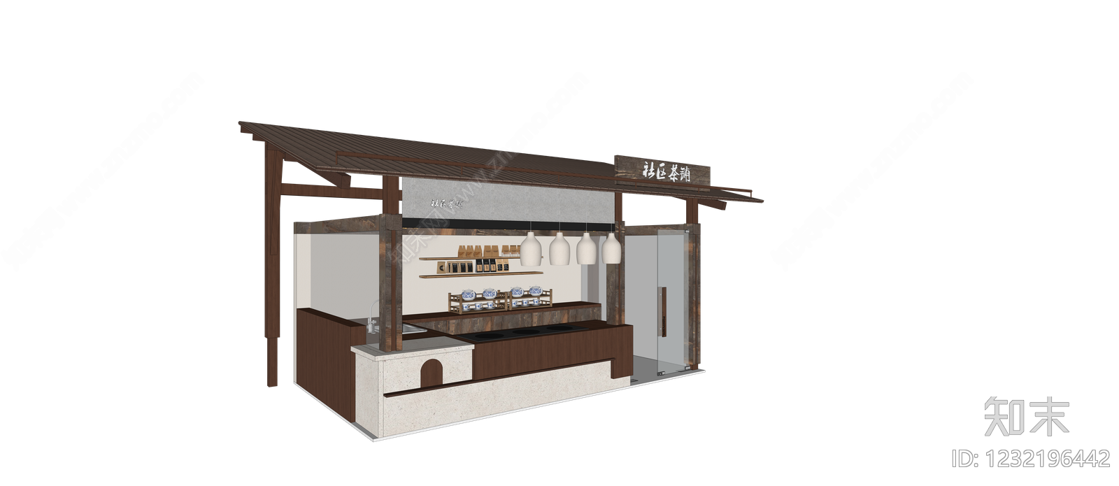 新中式茶馆SU模型下载【ID:1232196442】