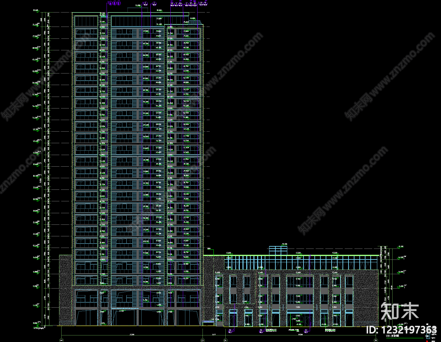 住宅楼建筑cad施工图下载【ID:1232197363】