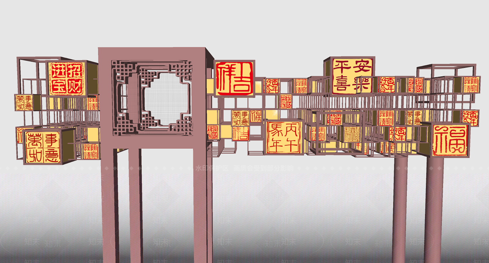 新中式其他节日礼美陈SU模型下载【ID:1232198409】
