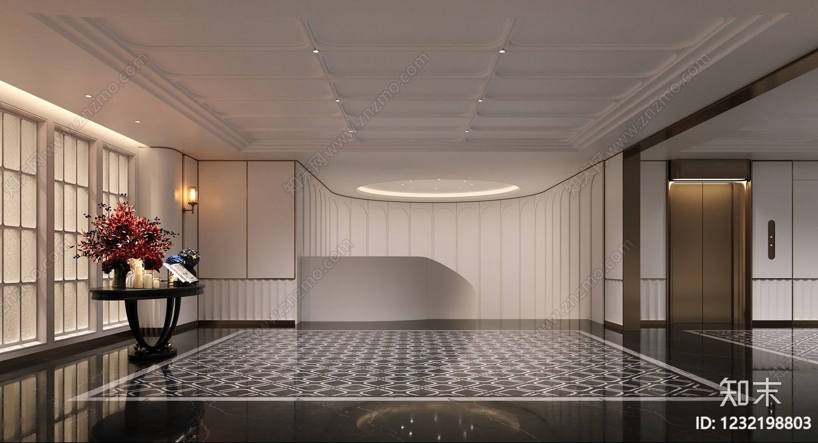 轻奢电梯间3D模型下载【ID:1232198803】
