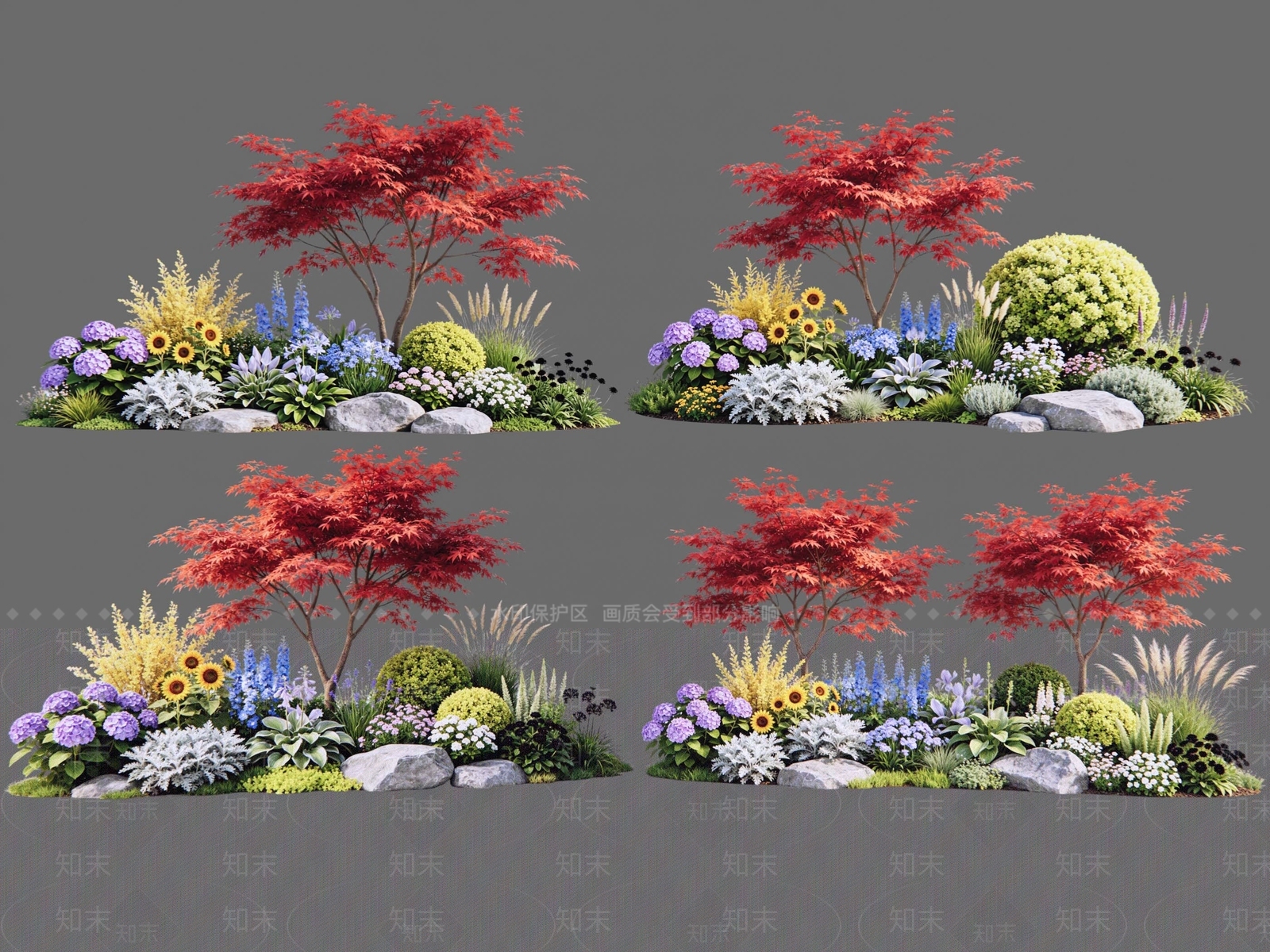 新中式景观花境SU模型下载【ID:1232199002】