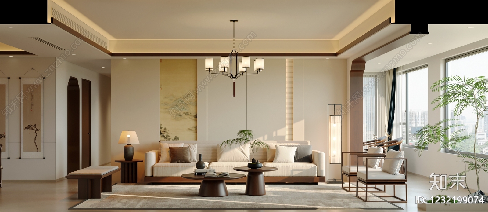 新中式宋式客厅3D模型下载【ID:1232199074】