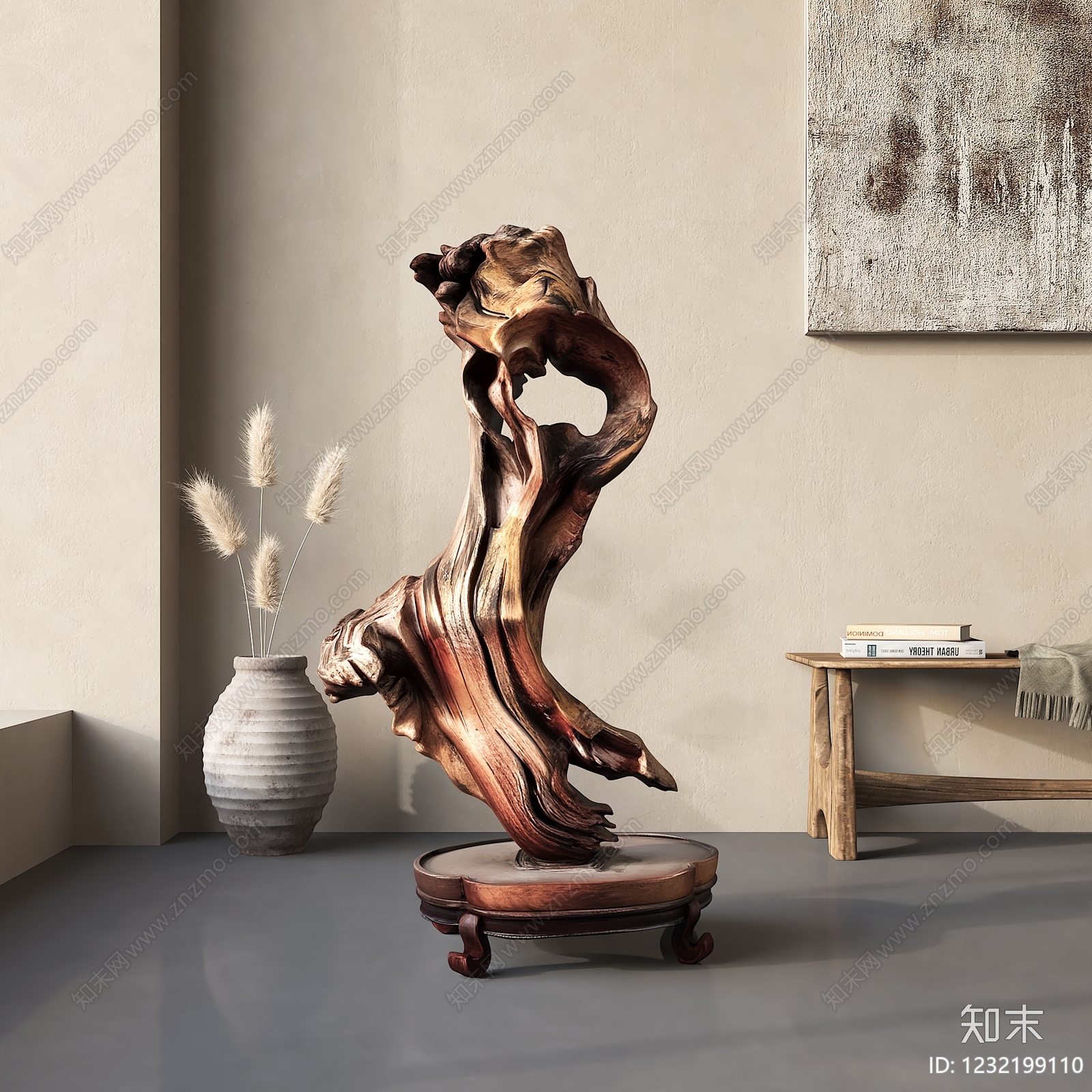 侘寂雕塑摆件SU模型下载【ID:1232199110】