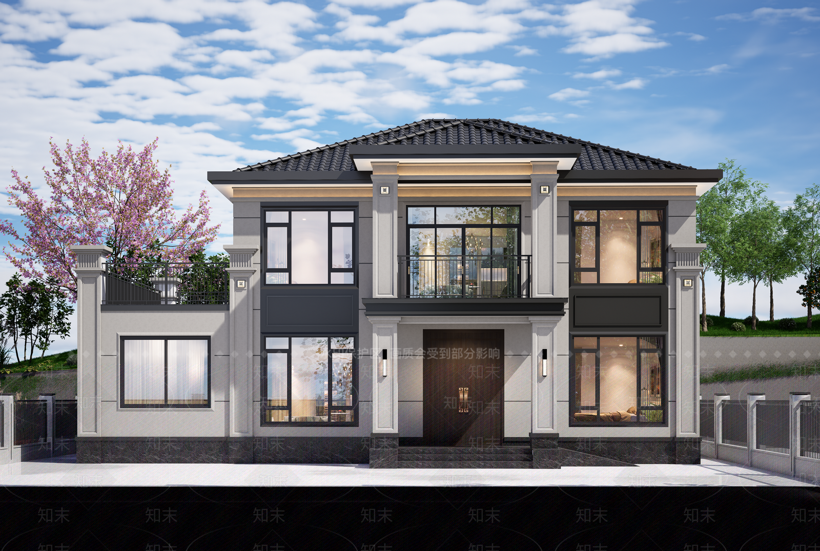 新中式独栋别墅SU模型下载【ID:1232200117】