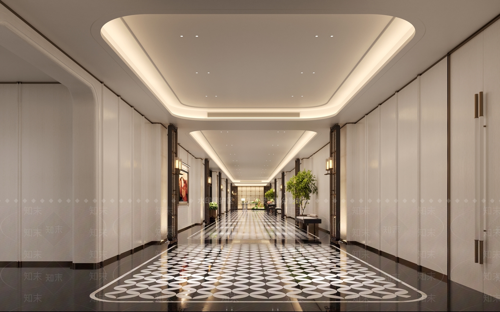 轻奢酒店走廊3D模型下载【ID:1232200422】