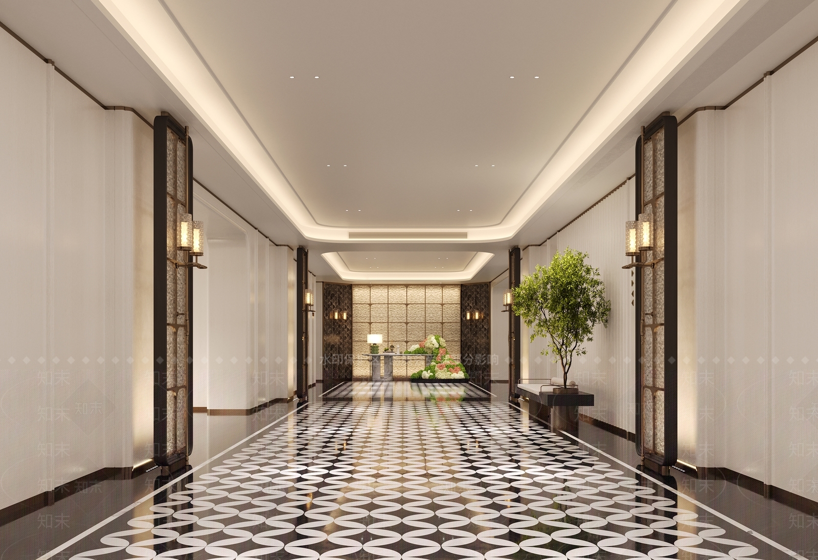 轻奢酒店走廊3D模型下载【ID:1232200422】