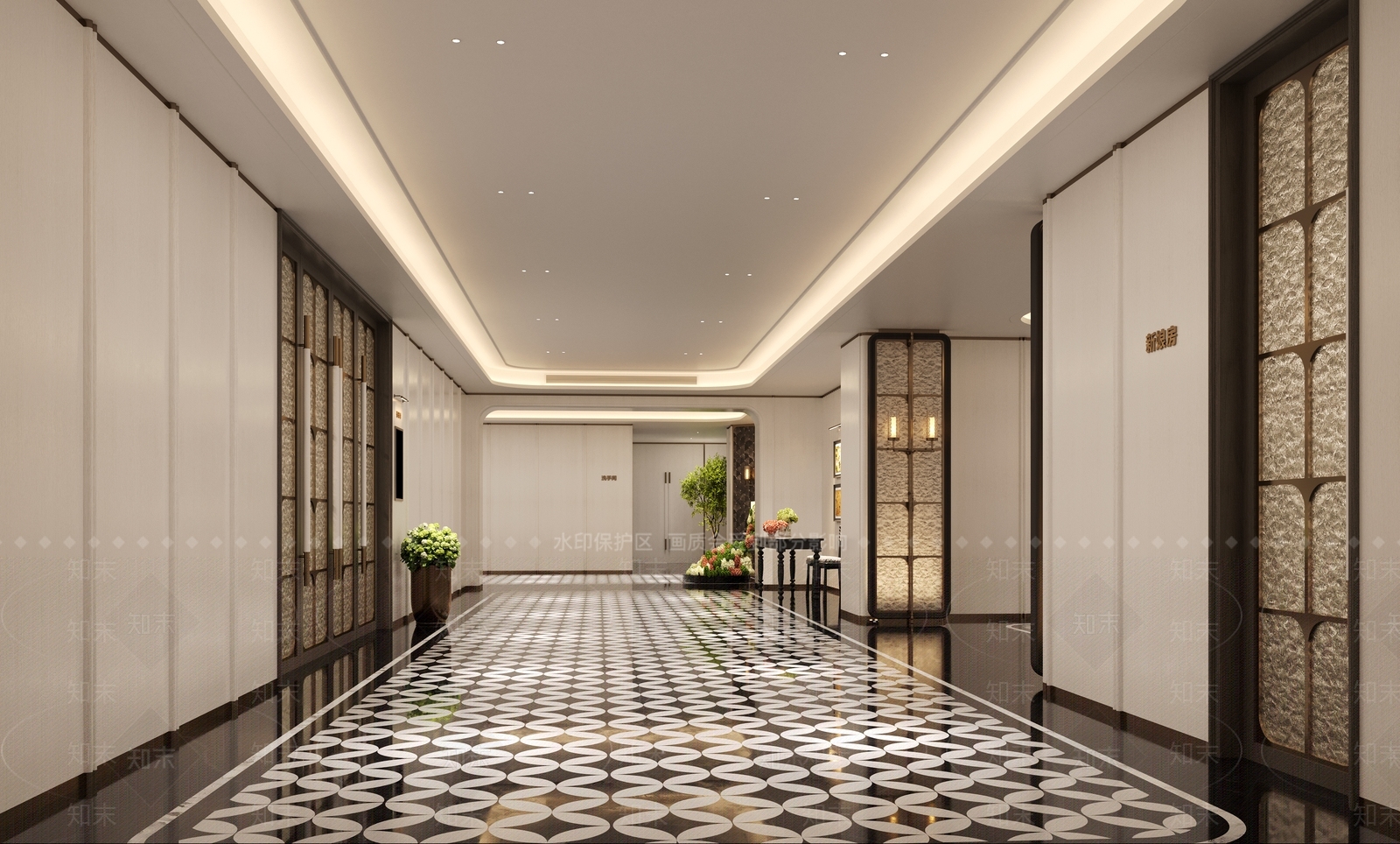 轻奢酒店走廊3D模型下载【ID:1232200422】