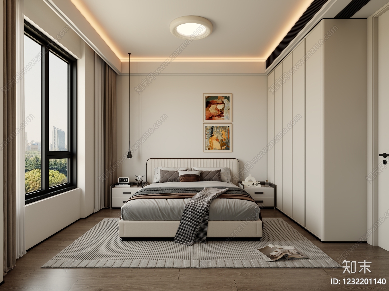 现代简约主卧3D模型下载【ID:1232201140】
