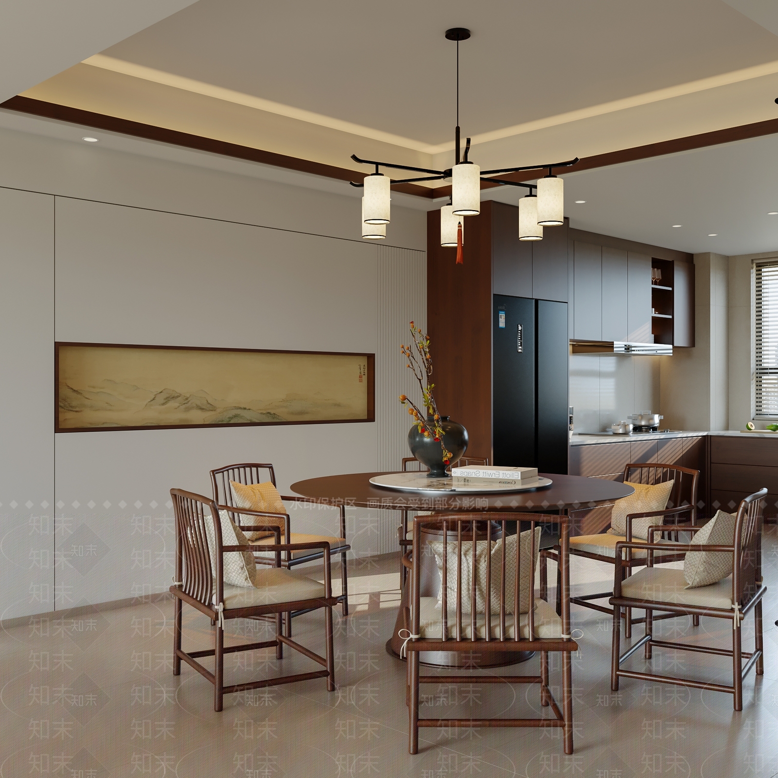 新中式宋式餐厅3D模型下载【ID:1232201176】