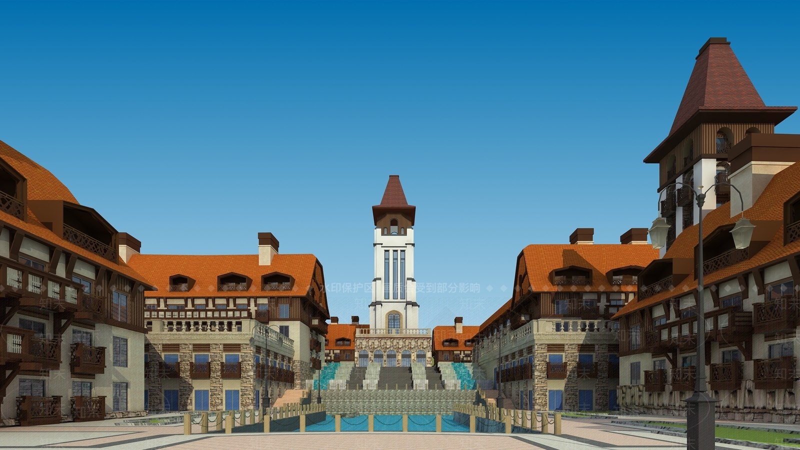 欧式商业街3D模型下载【ID:1232201475】
