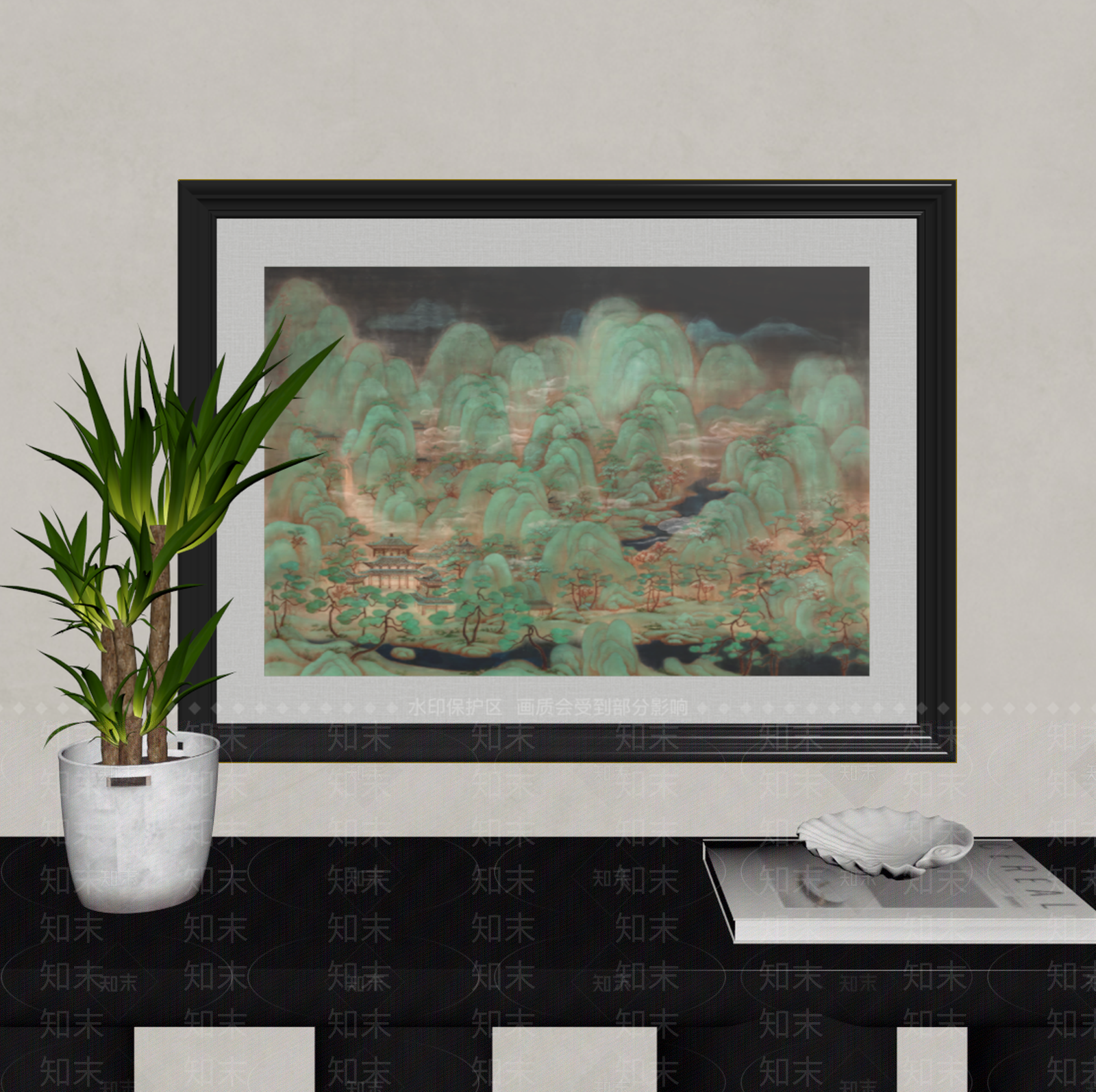 新中式山水画SU模型下载【ID:1232201466】