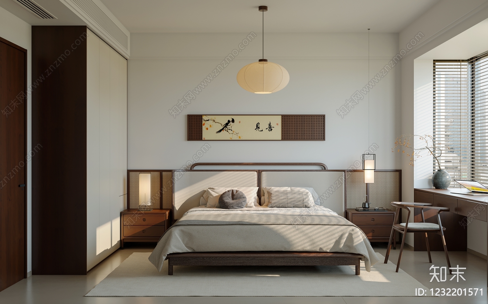 新中式宋式卧室3D模型下载【ID:1232201571】