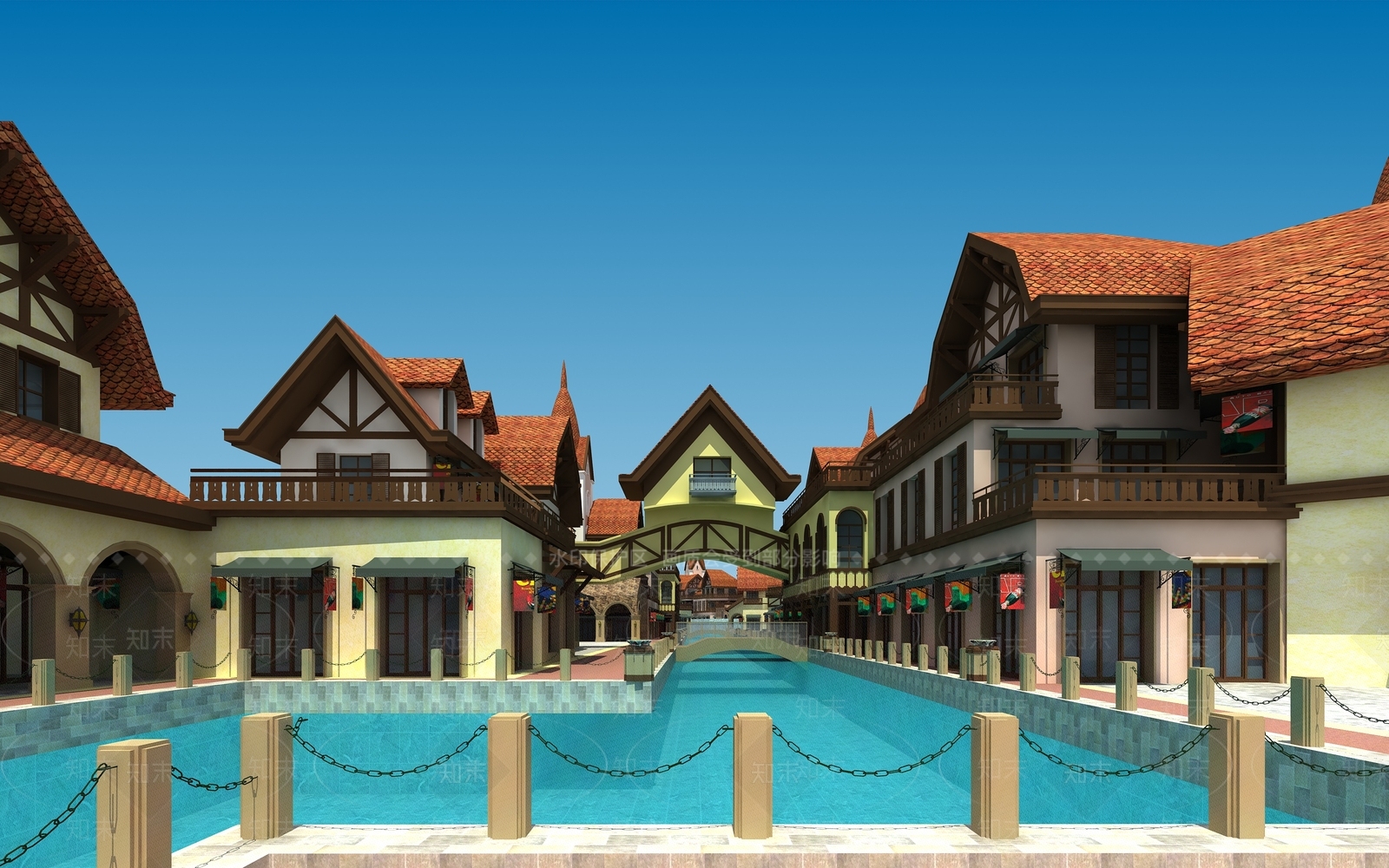 欧式商业街3D模型下载【ID:1232201583】