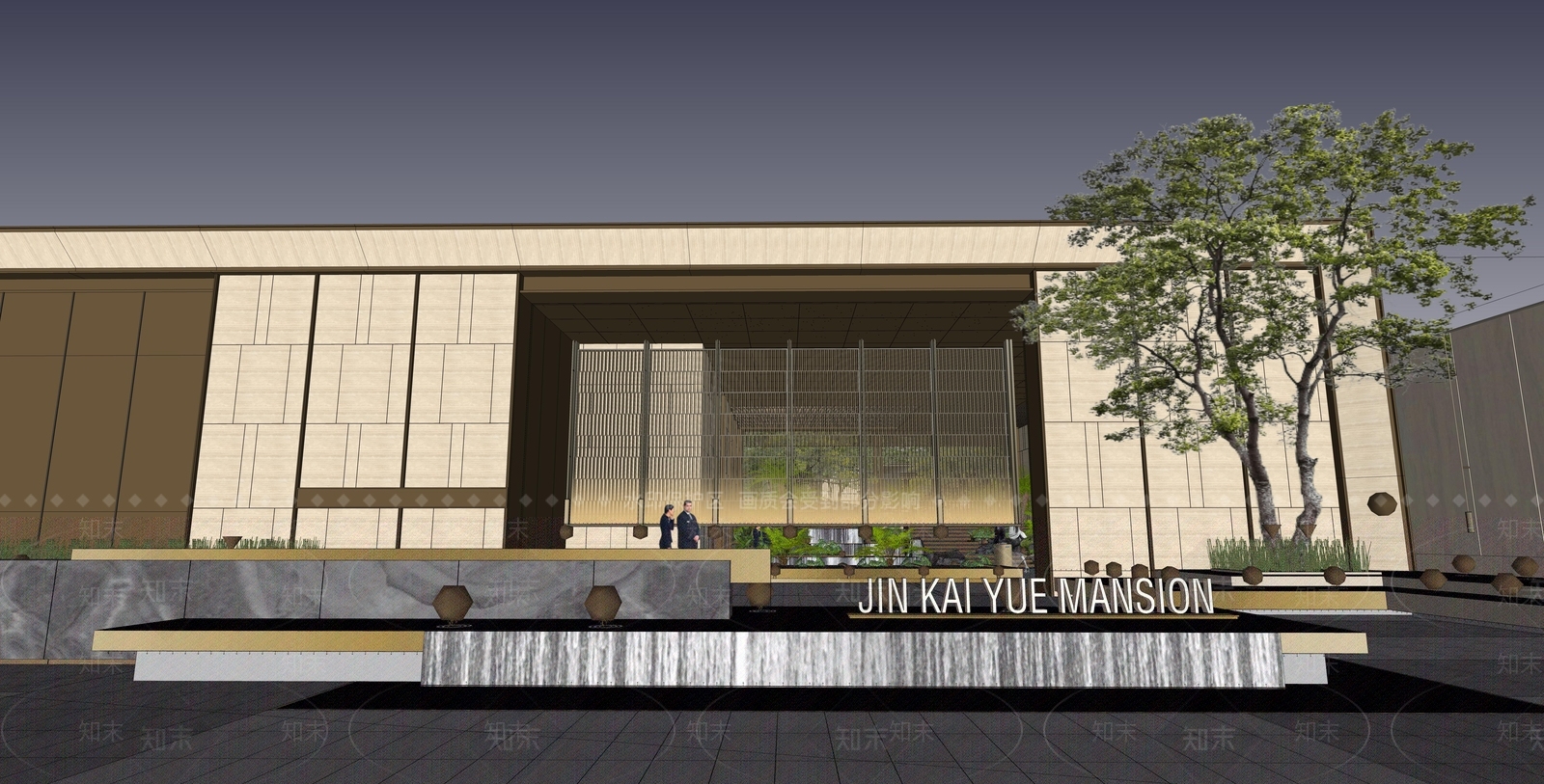 新中式景观小区建筑SU模型下载【ID:1232201537】
