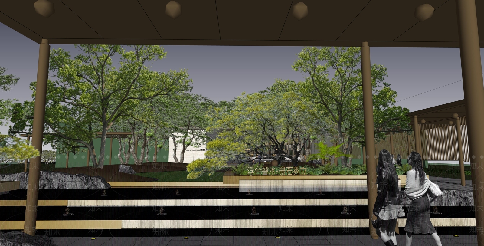 新中式景观小区建筑SU模型下载【ID:1232201537】