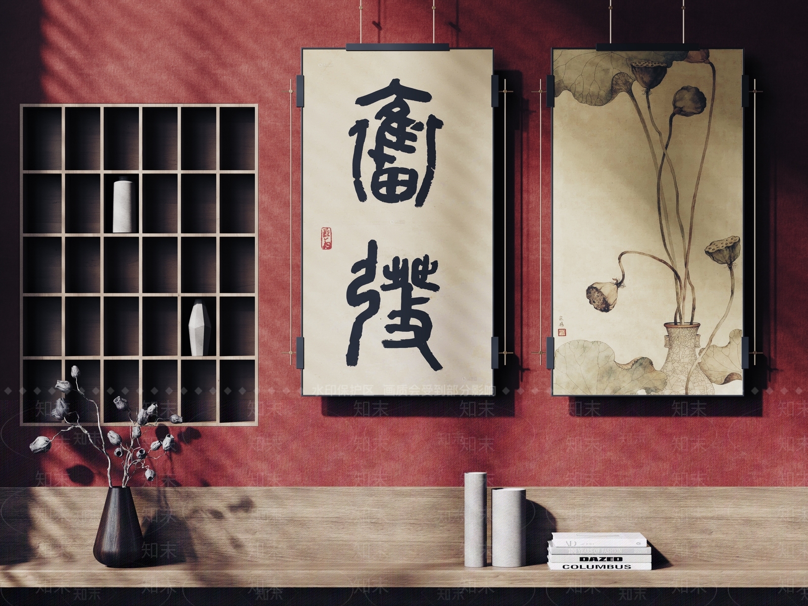 新中式挂画组合SU模型下载【ID:1232201764】