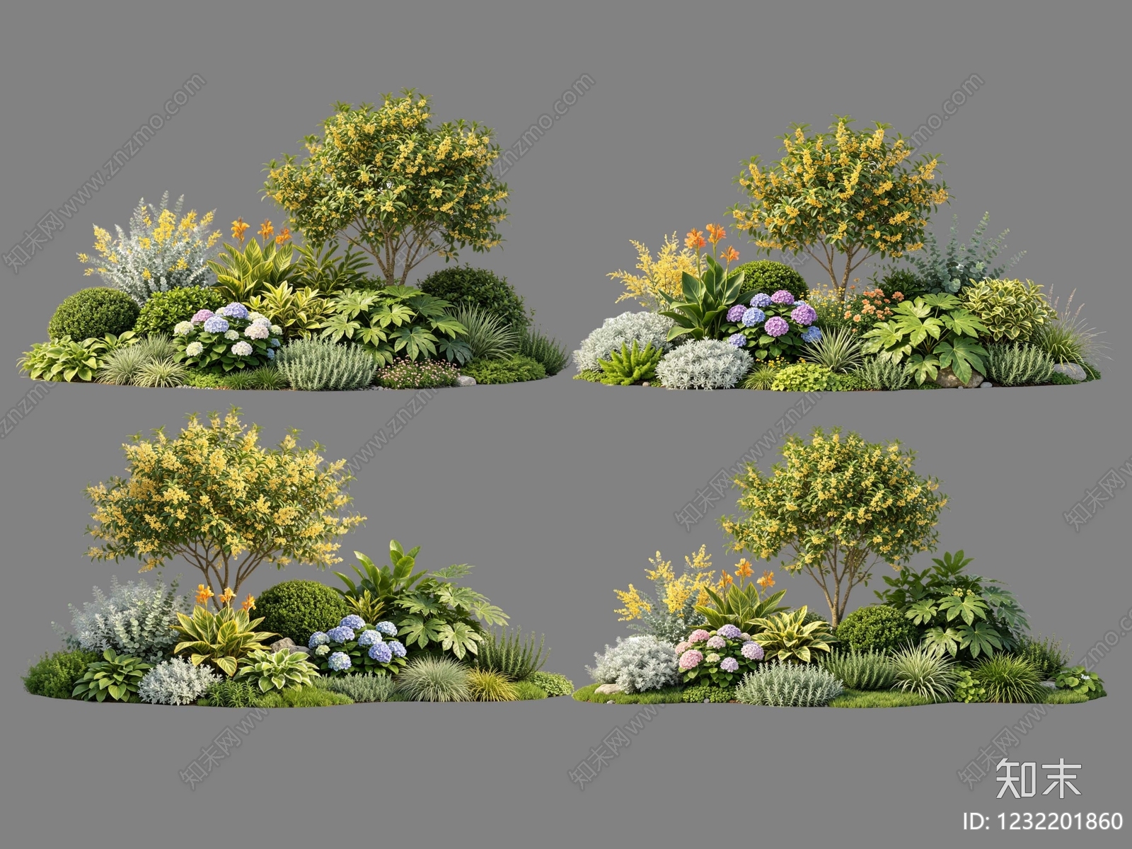 新中式景观花境SU模型下载【ID:1232201860】