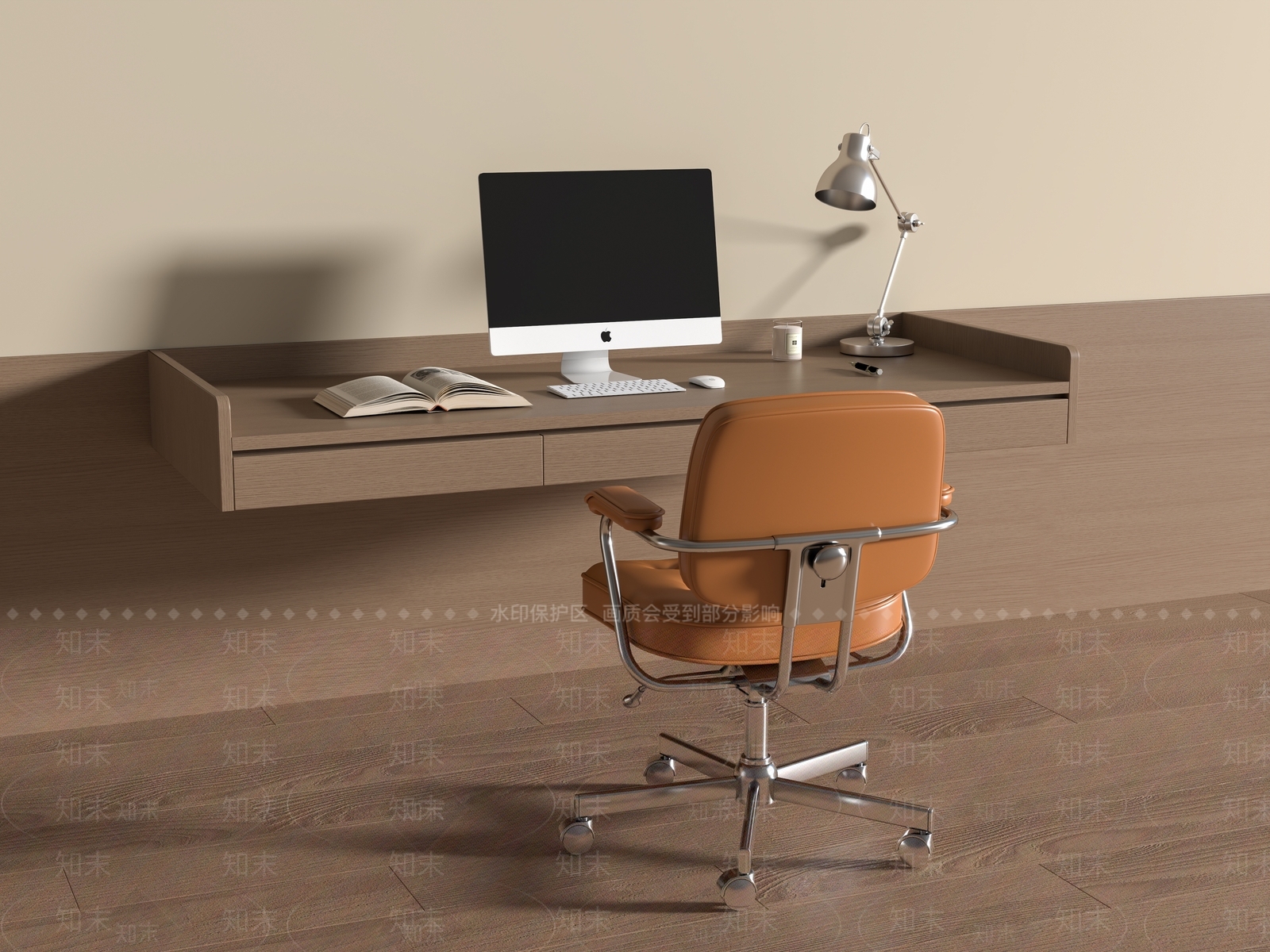 现代简约书桌椅3D模型下载【ID:1232202081】